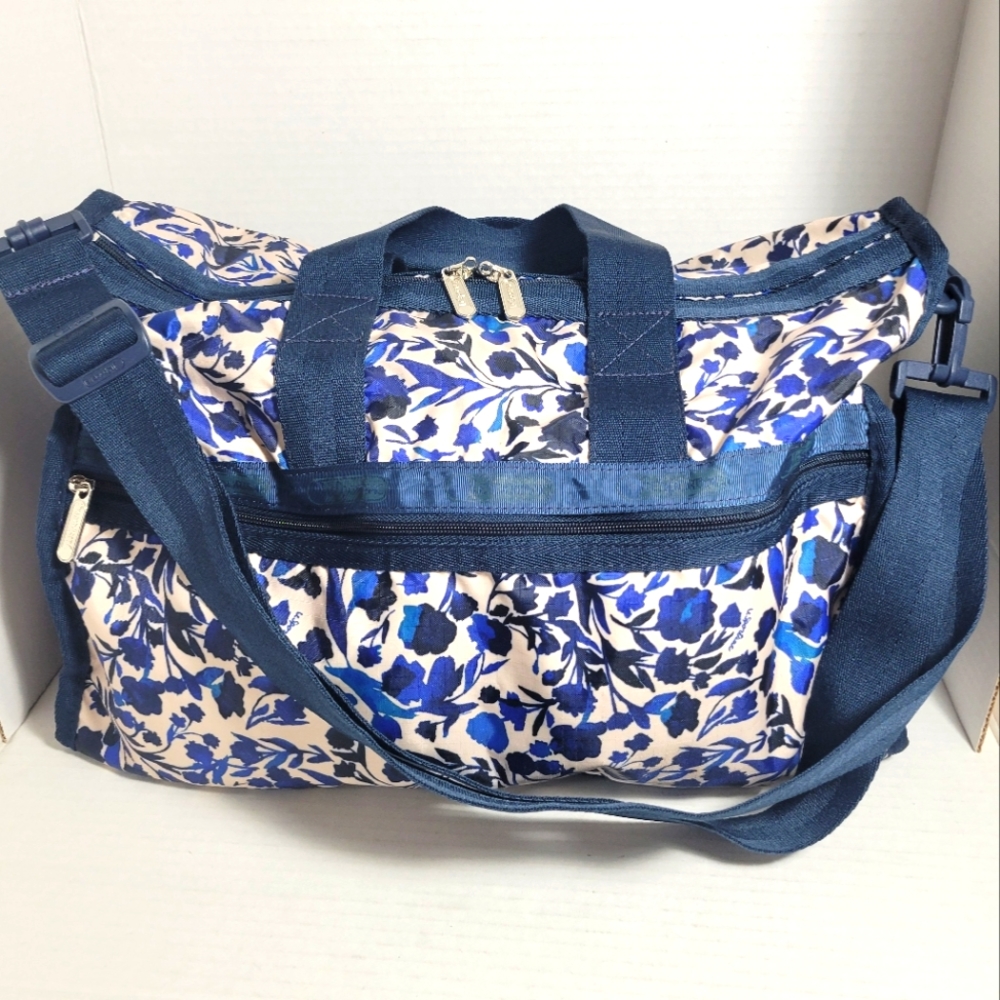 NWOT Le Sportsac Duffel Navy Floral Print